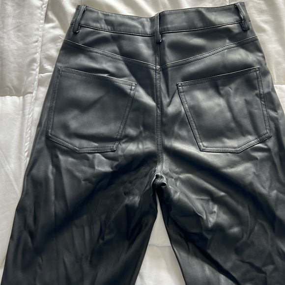 ZARA faux leather high rise wide leg pants - Picture 3 of 4